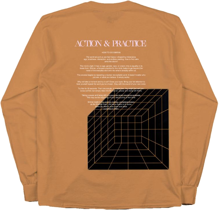 Camel long-sleeve tee, Action and Practice back print